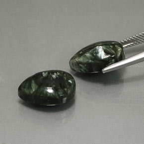11.57캐럿 천연 딥 그린 세라피나이트 보석, 배 모양, 14×10.1 mm, 불투명체