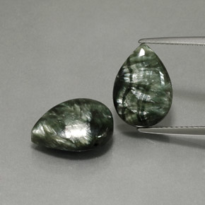 캐럿 천연 그린 세라피나이트 보석, 배 모양, 13.9×10 mm, 불투명체
