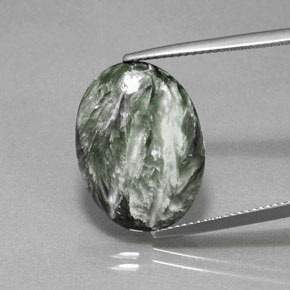 9.28캐럿 천연 그린 세라피나이트, 타원형 컷, 19.9×14.9 mm, 불투명체