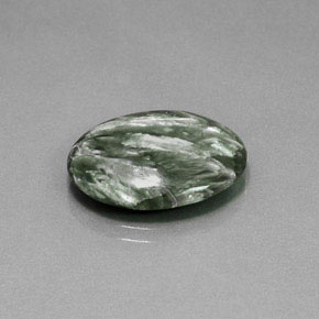 9.28캐럿 천연 그린 세라피나이트, 타원형 컷, 19.9×14.9 mm, 불투명체