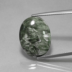 8.99캐럿 천연 그린 세라피나이트, 타원형 컷, 19.2×14.8 mm, 불투명체