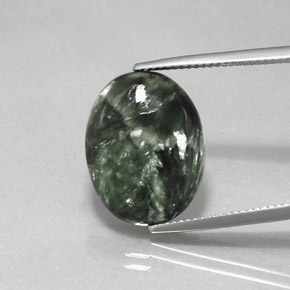 9.52캐럿 천연 그린 세라피나이트, 타원형 컷, 18.3×14.1 mm, 불투명체