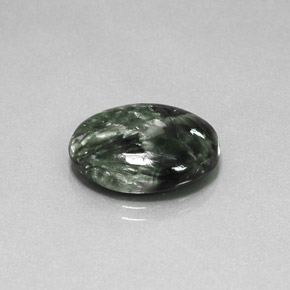 9.52캐럿 천연 그린 세라피나이트, 타원형 컷, 18.3×14.1 mm, 불투명체