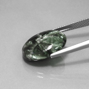 9.52캐럿 천연 그린 세라피나이트, 타원형 컷, 18.3×14.1 mm, 불투명체