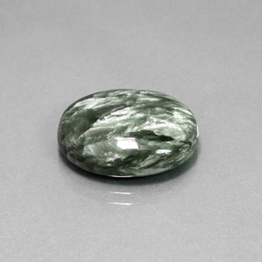 11.95캐럿 천연 그린 세라피나이트, 타원형 컷, 18.7×14.9 mm, 불투명체
