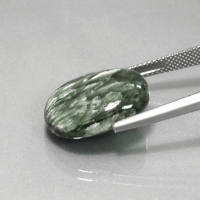 11.95캐럿 천연 그린 세라피나이트, 타원형 컷, 18.7×14.9 mm, 불투명체