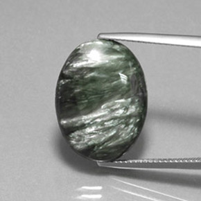 11.21캐럿 천연 그린 세라피나이트, 타원형 컷, 19.8×15 mm, 불투명체