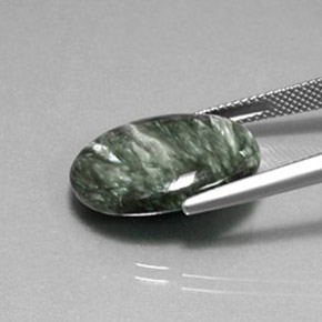 11.21캐럿 천연 그린 세라피나이트, 타원형 컷, 19.8×15 mm, 불투명체
