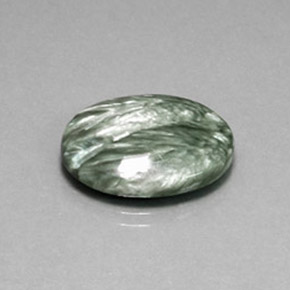 10.82캐럿 천연 그린 세라피나이트, 타원형 컷, 20.1×15 mm, 불투명체
