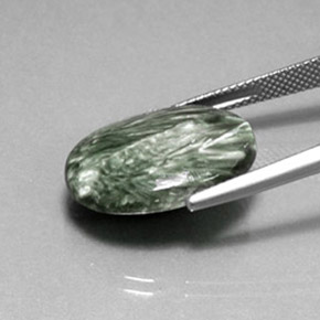 10.82캐럿 천연 그린 세라피나이트, 타원형 컷, 20.1×15 mm, 불투명체