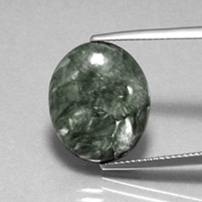 8.60캐럿 천연 그린 세라피나이트, 타원형 컷, 17.3×14.4 mm, 불투명체