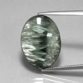 12.26캐럿 천연 그린 세라피나이트, 타원형 컷, 20×15.1 mm, 불투명체