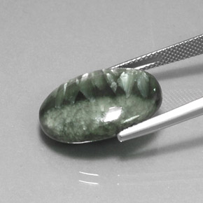 12.26캐럿 천연 그린 세라피나이트, 타원형 컷, 20×15.1 mm, 불투명체