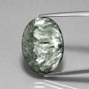 8.72캐럿 천연 그린 세라피나이트, 타원형 컷, 19.9×14.8 mm, 불투명체