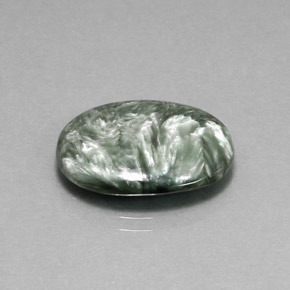 8.72캐럿 천연 그린 세라피나이트, 타원형 컷, 19.9×14.8 mm, 불투명체