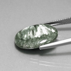 8.72캐럿 천연 그린 세라피나이트, 타원형 컷, 19.9×14.8 mm, 불투명체