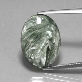10.67캐럿 천연 그린 세라피나이트, 타원형 컷, 20.1×15.1 mm, 불투명체