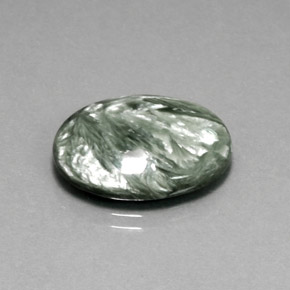 10.67캐럿 천연 그린 세라피나이트, 타원형 컷, 20.1×15.1 mm, 불투명체