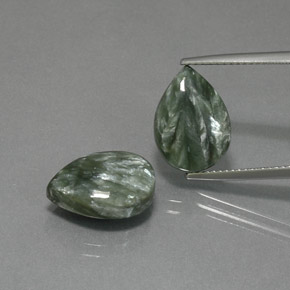 10.72캐럿 천연 미디엄 그린 세라피나이트 보석, 배 모양, 14.1×9.9 mm, 불투명체
