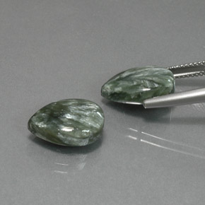 10.72캐럿 천연 미디엄 그린 세라피나이트 보석, 배 모양, 14.1×9.9 mm, 불투명체