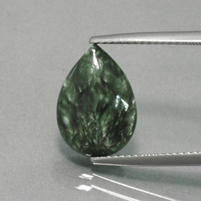4.49캐럿 천연 그린 세라피나이트, 배 모양, 14.1×10 mm, 불투명체