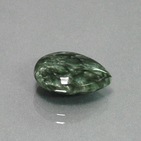 4.49캐럿 천연 그린 세라피나이트, 배 모양, 14.1×10 mm, 불투명체