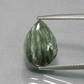 6.18캐럿 천연 그린 세라피나이트, 배 모양, 14.1×10.1 mm, 불투명체