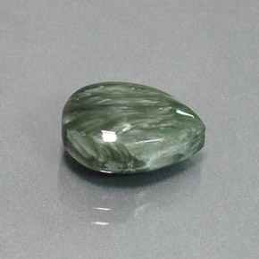 6.18캐럿 천연 그린 세라피나이트, 배 모양, 14.1×10.1 mm, 불투명체