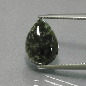 5.93캐럿 천연 그린 세라피나이트, 배 모양, 13.8×9.8 mm, 불투명체