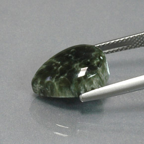 5.93캐럿 천연 그린 세라피나이트, 배 모양, 13.8×9.8 mm, 불투명체