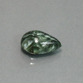 3.20캐럿 천연 그린 세라피나이트, 배 모양, 12.7×9.1 mm, 불투명체