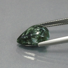3.20캐럿 천연 그린 세라피나이트, 배 모양, 12.7×9.1 mm, 불투명체