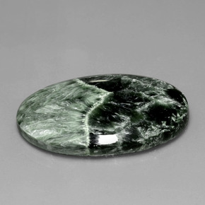 28.27캐럿 천연 그린 세라피나이트, 타원형 컷, 32.7×21 mm, 불투명체