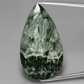 27.18캐럿 천연 그린 세라피나이트, 배 모양, 36.6×20.9 mm, 불투명체