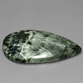 27.18캐럿 천연 그린 세라피나이트, 배 모양, 36.6×20.9 mm, 불투명체
