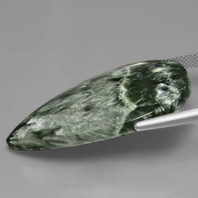 27.18캐럿 천연 그린 세라피나이트, 배 모양, 36.6×20.9 mm, 불투명체