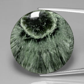 35.83캐럿 천연 그린 세라피나이트, 라운드 컷, 30.29 mm, 불투명체