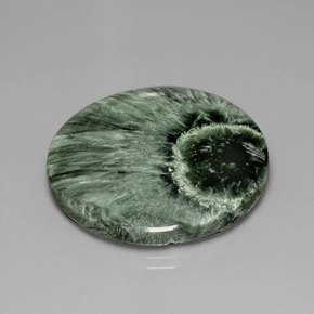35.83캐럿 천연 그린 세라피나이트, 라운드 컷, 30.29 mm, 불투명체