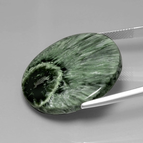 35.83캐럿 천연 그린 세라피나이트, 라운드 컷, 30.29 mm, 불투명체