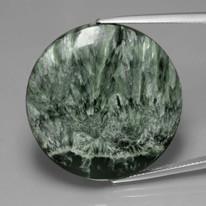 36.08캐럿 천연 미디엄 그린 세라피나이트, 라운드 컷, 30.19 mm, 불투명체