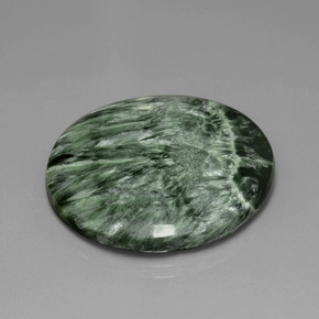 36.08캐럿 천연 미디엄 그린 세라피나이트, 라운드 컷, 30.19 mm, 불투명체