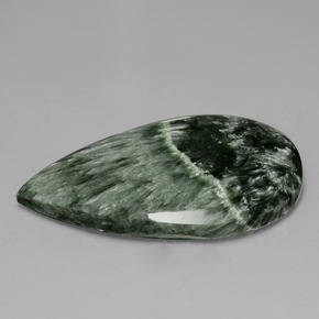 31.14캐럿 천연 그린 세라피나이트, 배 모양, 38.6×22.8 mm, 불투명체