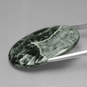 45.44캐럿 천연 녹색 세라피나이트, 타원형 컷, 불투명체