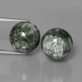 39.38캐럿 천연 회녹색 세라피나이트 보석, 구형 / 볼, 14.32 mm, 불투명체