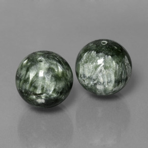 39.38캐럿 천연 회녹색 세라피나이트 보석, 구형 / 볼, 14.32 mm, 불투명체