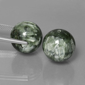 39.38캐럿 천연 회녹색 세라피나이트 보석, 구형 / 볼, 14.32 mm, 불투명체