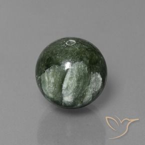 19.74캐럿 천연 포레스트 그린 세라피나이트, 구형 / 볼, 14.25 mm, 불투명체