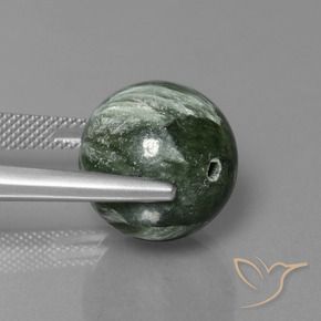 19.74캐럿 천연 포레스트 그린 세라피나이트, 구형 / 볼, 14.25 mm, 불투명체