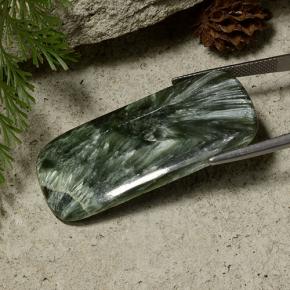 27.75캐럿 천연 녹색 세라피나이트, 쿠션 컷, 불투명체