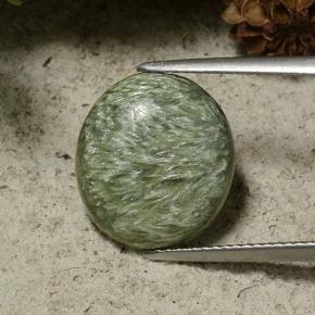 5.77캐럿 천연 그린 세라피나이트, 타원형 컷, 14.4×12.9 mm, 불투명체